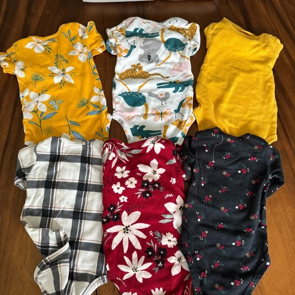 Carter’s Baby Girl Set of 6 Onesies Bundle size 6M